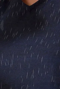 Blue Umbrella Cut Loose Fit Ikkat Crop Top image 5