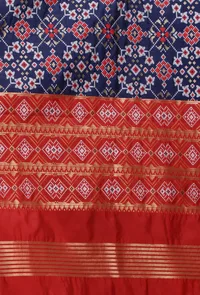 Navy Blue & Red Color Semi Silk Dupatta With Zari Weaving image 5
