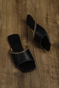 Charcoal Black Cruelty-Free Leather Flats image 2