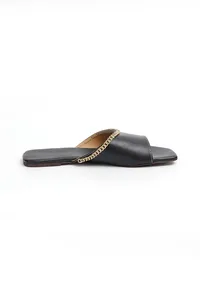 Charcoal Black Cruelty-Free Leather Flats image 4
