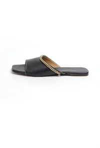 Charcoal Black Cruelty-Free Leather Flats image 5