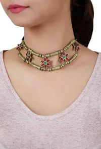 Double Layered Gold Plated German Silver Necklace image 1