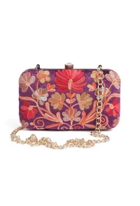 Purple velvety rectangular clutch image 1