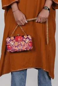 Purple velvety rectangular clutch image 2