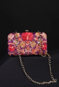Purple velvety rectangular clutch image 3
