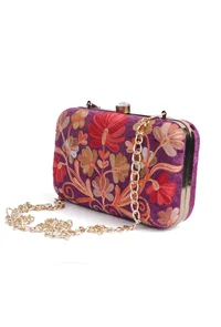 Purple velvety rectangular clutch image 4