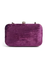 Purple velvety rectangular clutch image 5