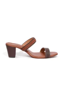 Chock Brown Strap Cushion Padded Heels image 4