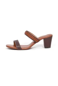 Chock Brown Strap Cushion Padded Heels image 5