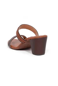 Chock Brown Strap Cushion Padded Heels image 6
