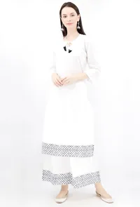 Black Handblocked Gota Work Cotton Kurta And Palazzo Set image 1