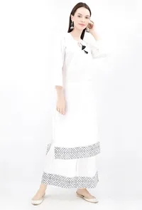 Black Handblocked Gota Work Cotton Kurta And Palazzo Set image 2
