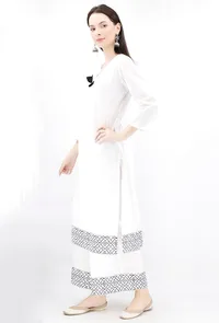 Black Handblocked Gota Work Cotton Kurta And Palazzo Set image 3