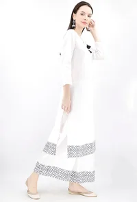 Black Handblocked Gota Work Cotton Kurta And Palazzo Set image 4