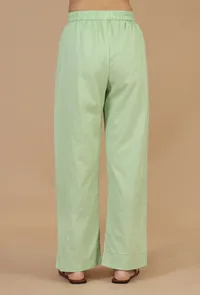 Set of 2: Light Green Button-Down Kurta with Straight Pants image 5