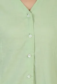 Set of 2: Light Green Button-Down Kurta with Straight Pants image 6