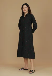 Black Booti Cotton Shirt Dress image 2