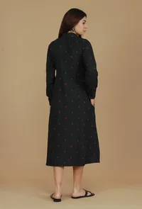 Black Booti Cotton Shirt Dress image 4