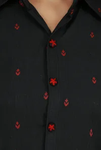 Black Booti Cotton Shirt Dress image 6