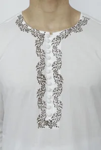 Set of 2: White Cotton Block Print Kurta and Salwar image 5