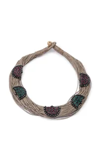 D Shaped With Stone Jute Necklace image 2
