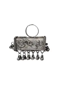 Silver Look Like Designer Lightweight Adjustable Rectangle Shaped Size Partywear Ring image 2