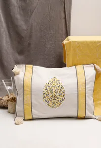 Set of 2: Tuscan Double Stripes Handblock Cotton Cushion Covers image 1