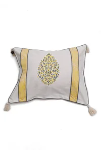 Set of 2: Tuscan Double Stripes Handblock Cotton Cushion Covers image 2