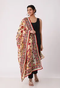 Gauri hand embroidered kantha silk dupatta image 3
