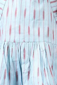 Sky Blue Ikat Sleeveless Flared Dress image 5