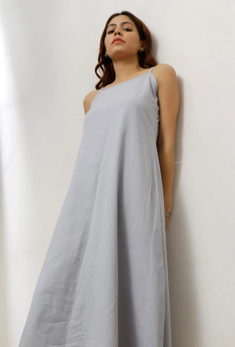 Powder Blue Cotton Khaadi Straight Slip Kurta