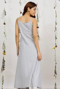 Powder Blue Cotton Khaadi Straight Slip Kurta image 4