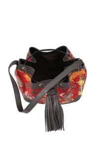 Red Kalamkari Bucket Bag image 4