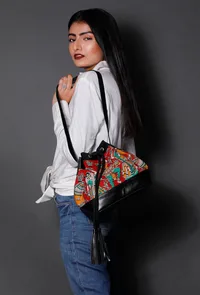 Red Kalamkari Bucket Bag image 6