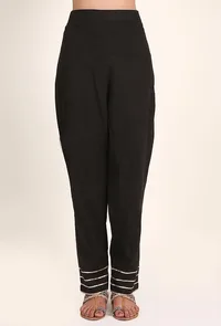 Kohl Black Handloom Cotton Gota Palazzo image 1