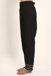 Kohl Black Handloom Cotton Gota Palazzo image 2