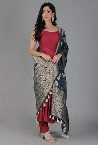 Twilight Blue Chanderi Brocade Dupatta image 2