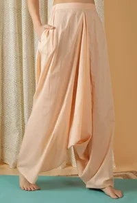 Mulmul Cotton Solid Peach Dhoti Pants image 3