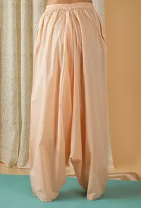 Mulmul Cotton Solid Peach Dhoti Pants image 4