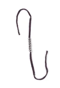 Set Of 2: Ahalya Brown Thread & Antique Plated Brass Beaded Anklets image 3