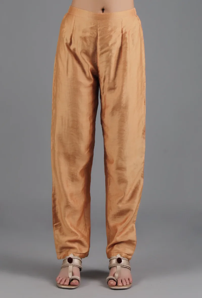 Yellow Ochre Chanderi Straight Pant