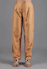 Yellow Ochre Chanderi Straight Pant image 1