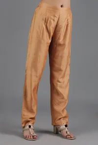 Yellow Ochre Chanderi Straight Pant image 2