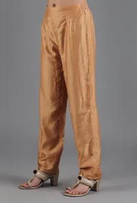 Yellow Ochre Chanderi Straight Pant image 3