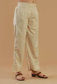 Beige Cotton Straight Pant image 2