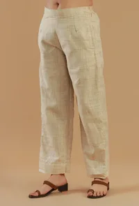 Beige Cotton Straight Pant image 3