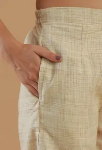 Beige Cotton Straight Pant image 5
