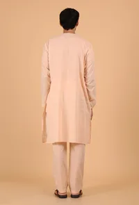 Peach Cotton Mid-Length Mulmul Kurta & Pant image 3