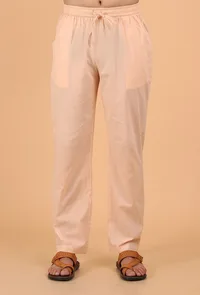 Peach Cotton Mid-Length Mulmul Kurta & Pant image 4