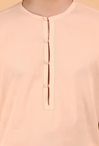 Peach Cotton Mid-Length Mulmul Kurta & Pant image 6
